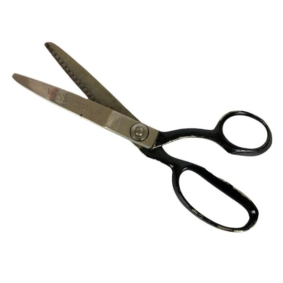 Wiss 9 inch Pinking Shears Black & Silver Vintage Drop Handle Newark NJ USA - Picture 1 of 7
